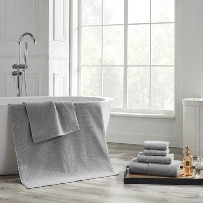 Oyster Gray Cotton Waffle-Rib 6-Piece Towel Set