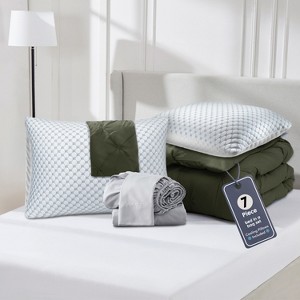 Nestl Comforter Set, 9 Piece Pinch Pleated Bedding Set, Bed in a Bag, All season Bed Set with Cooling Pillows - 1 of 4
