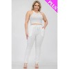 Slickblue Plus Size, Crop Tank Top & Ruched Pants Set, Stretch Fabric, Loungewear, Color Options, Size 1XL-3XL - 2 of 4