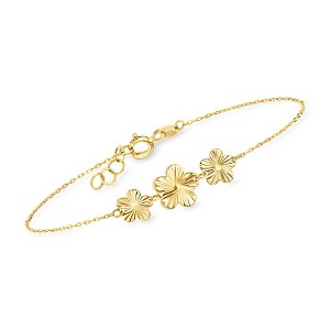 Ross-Simons Italian 10kt Yellow Gold Flower Trio Bracelet - 1 of 3