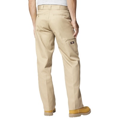 Dickies Men's Loose Straight Fit Twill Double Knee Work Pants with Extra Pocket- Khaki 34x34, Size: Small, Beige