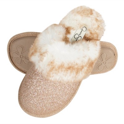 Jessica Simpson Girl's Micro-suede Scuff Slippers - Gold/medium : Target