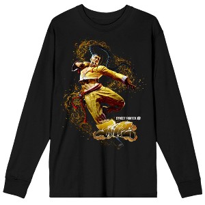 Street Fighter VI Jamie Graffiti Name Crew Neck Long Sleeve Black Unisex Adult Tee - 1 of 3
