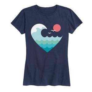 Women's - Instant Message - Wave Heart Sunset Short Sleeve Graphic T-Shirt - 1 of 4