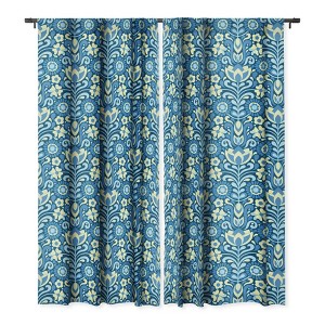 Jenean Morrison Climbing Floral Blues Set of 2 Panel Blackout Window Curtain - Deny Designs - 1 of 4