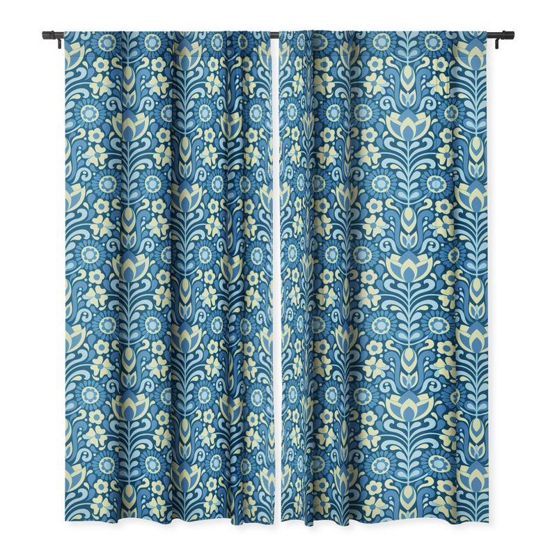 Jenean Morrison Climbing Floral Blues Set of 2 Panel Blackout Window Curtain - Deny Designs, 1 of 5