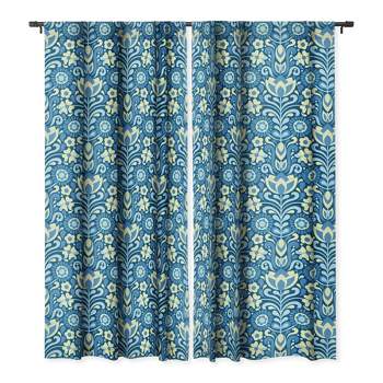 Jenean Morrison Climbing Floral Blues Set of 2 Panel Blackout Window Curtain - Deny Designs