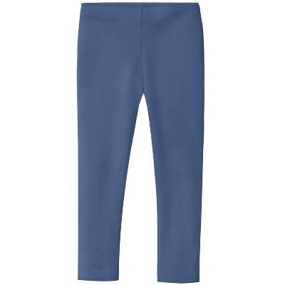 Image of City Threads USA-Made Girls Soft 100% Cotton Solid Colored Leggings | Denim Blue - 6/9M