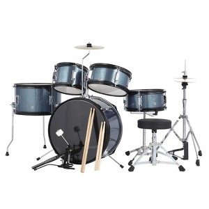 5-Piece Junior Drum Set, A Complete Kit for Kids with Stool, Sticks & Pedal, Beginner Set, Perfect Musical Gift for Boys & Girls - 1 of 4