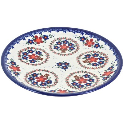 Blue Rose Polish Pottery Old Fashion Dessert Plate