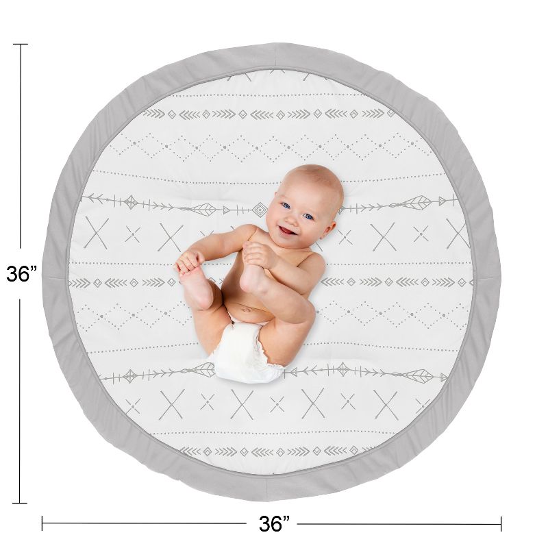 Sweet Jojo Designs Boy or Girl Gender Neutral Unisex Baby Tummy Time Playmat Woodland Friends Grey and White, 5 of 6