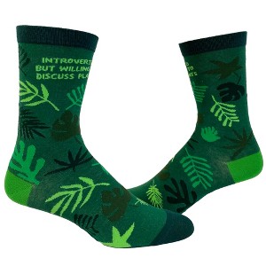 Crazy Dog T-Shirts Women's Introverted But Willing to Discuss Plants Socks Funny Gardening House Plant Graphic Footwear - 1 of 4