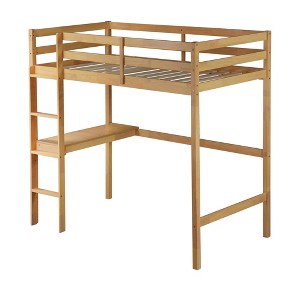 YOOCOZZ Twin Size High Loft Bed with Built-in Desk, Safety Guardrail and Ladder - 1 of 4