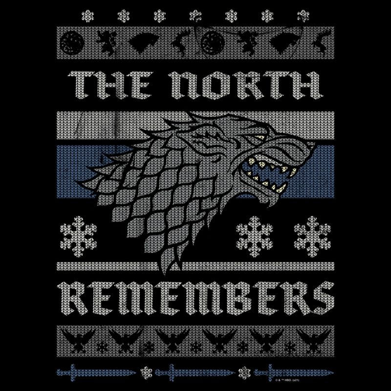 Juniors Womens Game of Thrones The North Remembers Ugly Christmas Sweater T-Shirt, 2 of 5