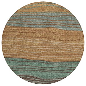 Terra Cotta Copper And Beige Striped Washable Indoor Outdoor Area Rug - 1 of 4