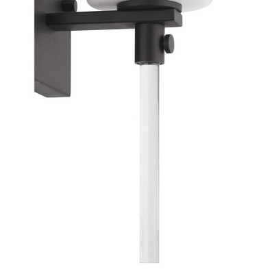 Lisbon Black Finish Wall Sconce with Etched Opal Glass Shade