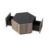 Hexagonal Coffee Table With 2 Drawers Waterproof Scratch-resistant Rural Style Center Sofa Table - 4 of 4