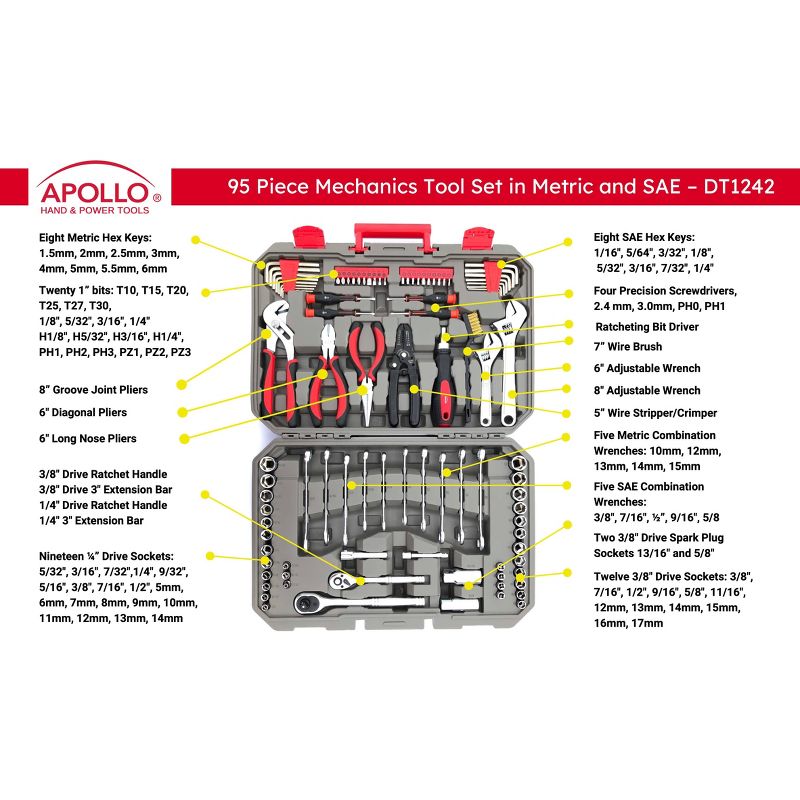 Apollo Tools 95pc Mechanics Tool Kit, 5 of 9