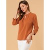 INSPIRE CHIC Women's Work Office Keyhole Pleated Front Ruched 3/4 Sleeve Chiffon Blouse - 4 of 4
