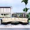 YOOCOZZ PE Rattan Wicker Patio 5 Pieces All-Weather Half-Moon Sectional Furniture Set with Tempered Glass Table - 2 of 4