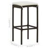 vidaXL Bar Stool Set of 6 Brown PE rattan Standard Footrest - 3 of 4