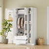 Vynxaria 3-Door Mirror Wardrobe with 2 Drawers and Top Cabinet in Gray - Elegant Storage for Your Bedroom Essentials - 2 of 4