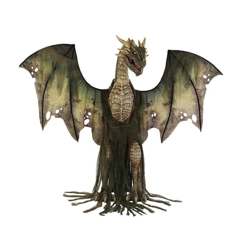 Halloween Express  Animated Dark Forest Dragon Halloween Decoration - Size 7 ft - Brown, 1 of 2