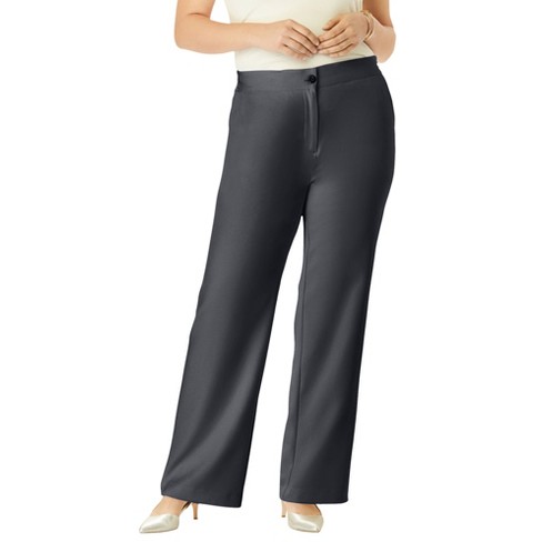 Jessica London Women's Plus Size Bi-stretch Slim Straight Pant, 20 W - Black  : Target