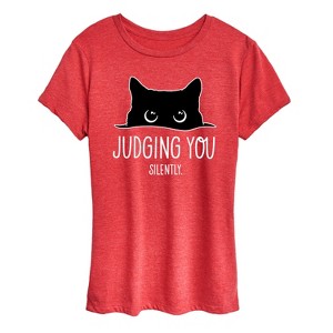 Women's - Instant Message - Judging Silently White Ink Short Sleeve Graphic T-Shirt - 1 of 4