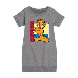 - Garfield - Garf Pixel Square Graphic Short Sleeve Fleece Dress - 1 of 4