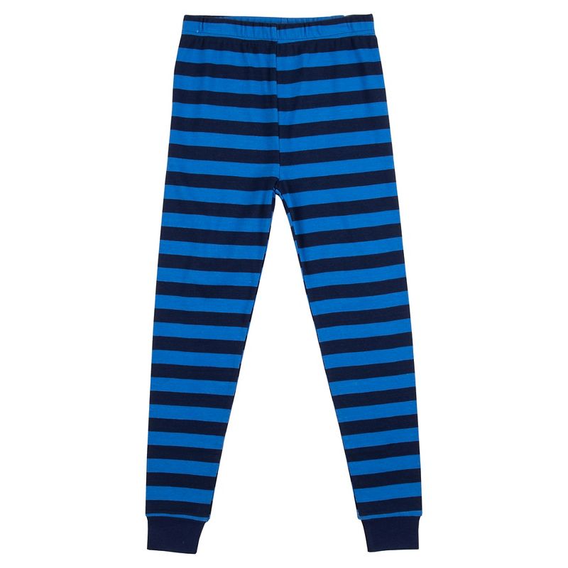 Dinosaur Character Blue And Black Stripe Youth Long Sleeve Pajama Set, 3 of 5