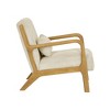 Wood Frame Lounge Chair with Corduroy Upholstery, Plush Ribbed Seat and Matching Lumbar Cushion, Scandinavian Design - 4 of 4