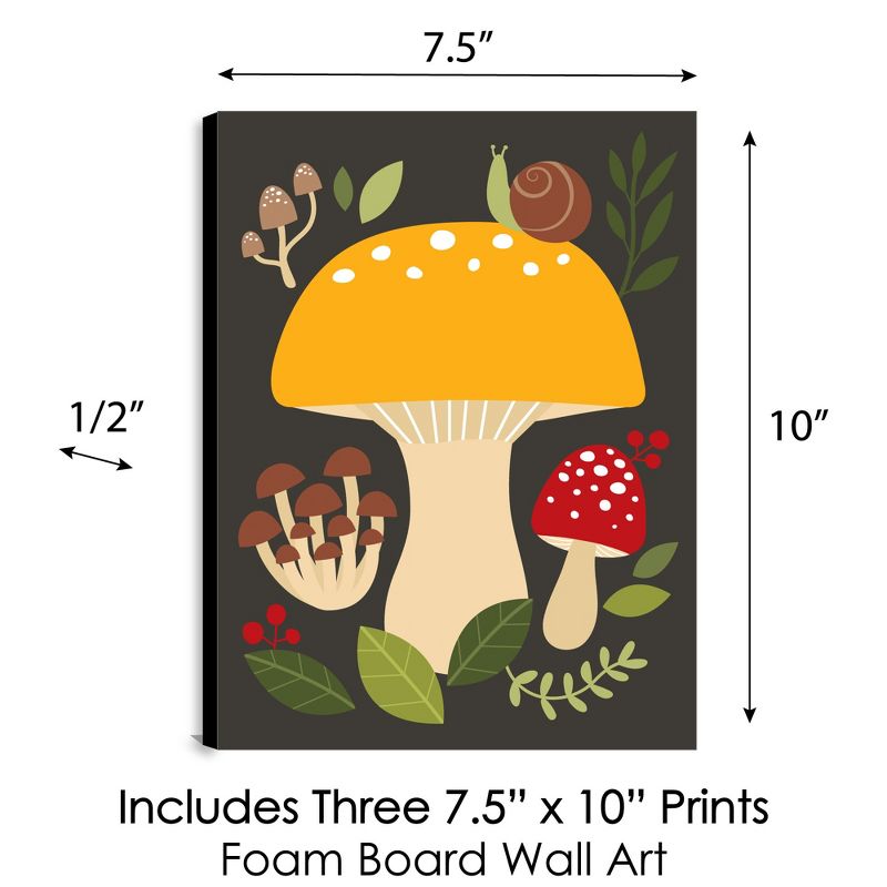 Big Dot of Happiness Wild Mushrooms - Red Toadstool Wall Art and Kitchen Room Decor - 7.5 x 10 inches - Set of 3 Prints, 5 of 8