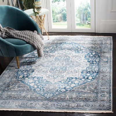 Hand-Knotted Charcoal and Blue Synthetic 5' x 7' Rug