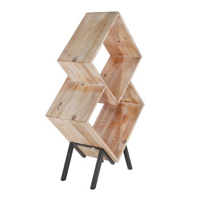 33.75" Wood 2 Tier Wood Magazine Rack Brown - Sagebrook Home