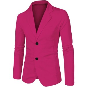 Lars Amadeus Men's Lightweight Notched Lapel Solid Color Long Sleeve Blazer - 1 of 4