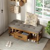End of Bed Storage Bench, Entryway Bench with Cushion, Shoe Storage and Drawer - 3 of 4