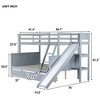 Twin over Full Bunk Bed with 2 Drawers, Shelves, Slide, Ladder, Safety Guardrails and Rubber Wood Frame, White/Grey-ModernLuxe - 3 of 4