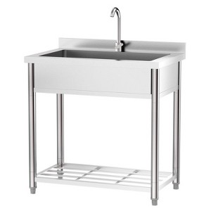 Karl Home 35.4 in. Freestanding Stainless Steel Large Single Basin Utility Sink with Shelve - 1 of 4