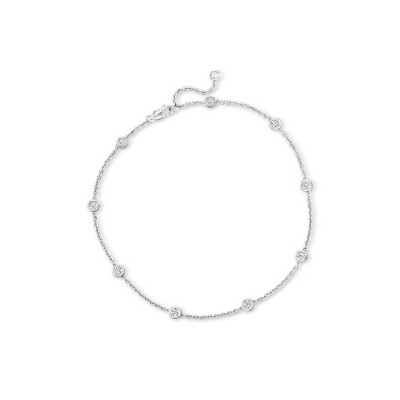 Ross-Simons 1.00 ct. t.w. Diamond Station Anklet in Sterling Silver Size 9