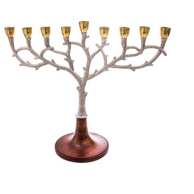 Classic Touch Menorah with Wood Base