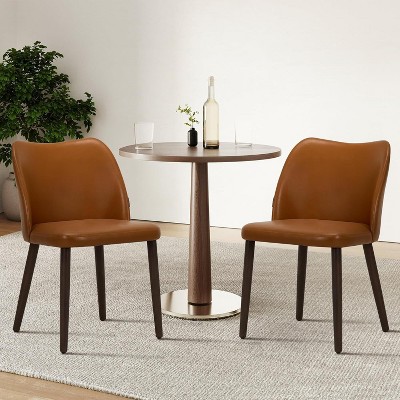 Set of 2 Modern Upholstered Dining Chairs with Padded Seat and Wood Legs, Fabric Side Chairs for Kitchen, Dining Room, or Café