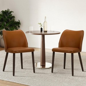 Set of 2 Modern Upholstered Dining Chairs with Padded Seat and Wood Legs, Fabric Side Chairs for Kitchen, Dining Room, or Café - 1 of 4