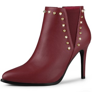 Allegra K Women's Pointed Toe Side Zip Stiletto High Heel Ankle Boots - 1 of 4
