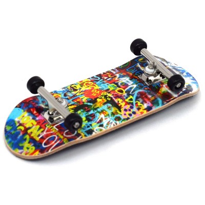 Teak Tuning Pro 34mm Fingerboard Complete - 5 Ply Wood Deck with Pro Trucks - Graffiti Wall