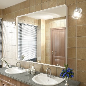 Apmir 40 in. W x 48 in. H Rectangular Aluminum Alloy Framed and Tempered Glass Wall Mirror in Matte White - 1 of 4