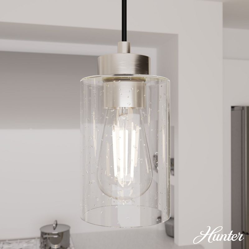 3-Light Hartland Seeded Glass Linear Pendant Cluster Ceiling Light Fixture - Hunter Fan, 3 of 8