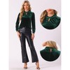 Allegra K Women's Velvet Stand Collar Long Sleeve Elegant Casual Blouse - 2 of 4