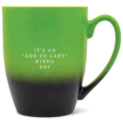 Elanze Designs 12 Ounce Ceramic Decorative Laser Engraved Giftable Novelty Tea Coffee Cup Mug Green and Black It's an "add to cart" kinda day