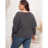 Garvee Womens Plus Size Off-Shoulder Sweater Tops Batwing Sleeve Winter Knit Blouses - 4 of 4